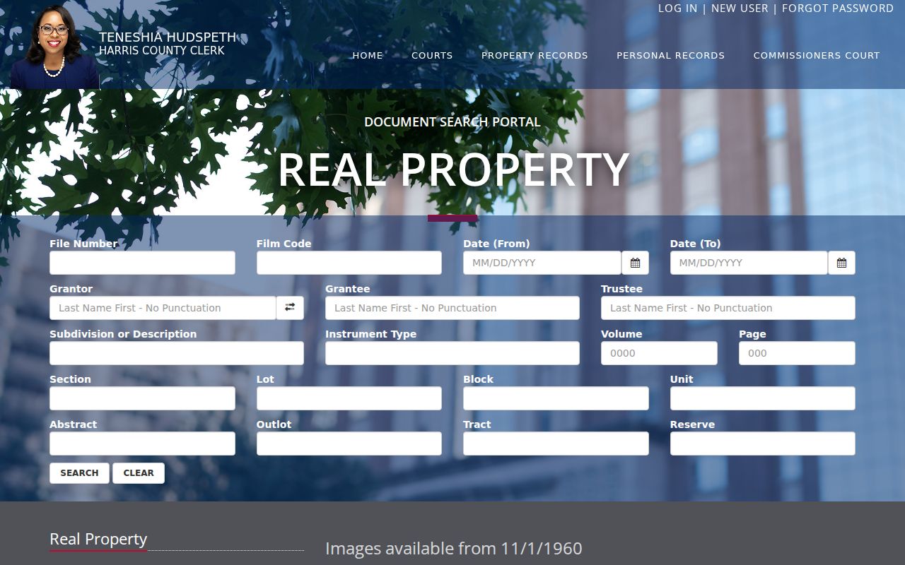Deer Park residents directory Harris County Clerk real property search