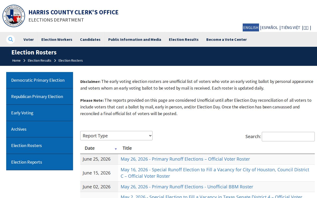 Deer Park residents directory HarrisVotes election roster archive