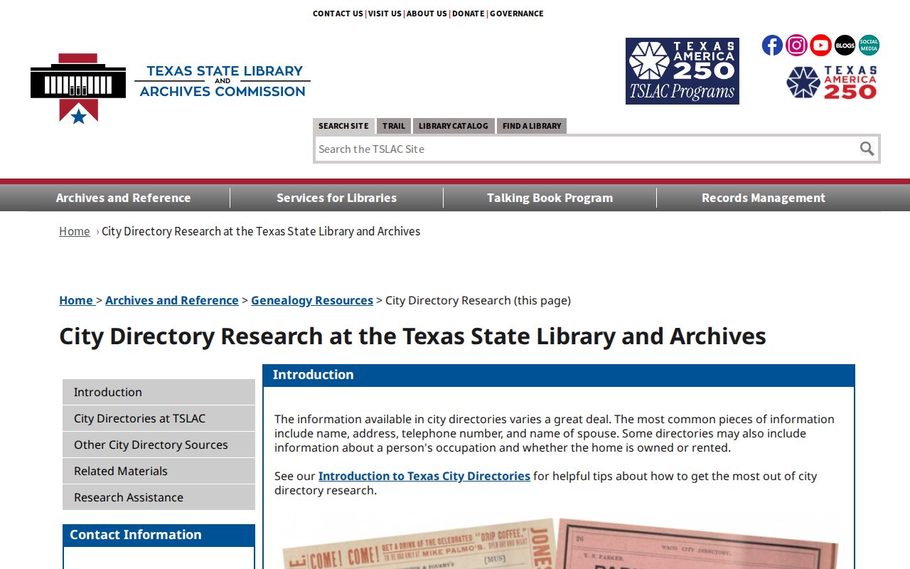 Deer Park previous residents Texas State Library city directory guide