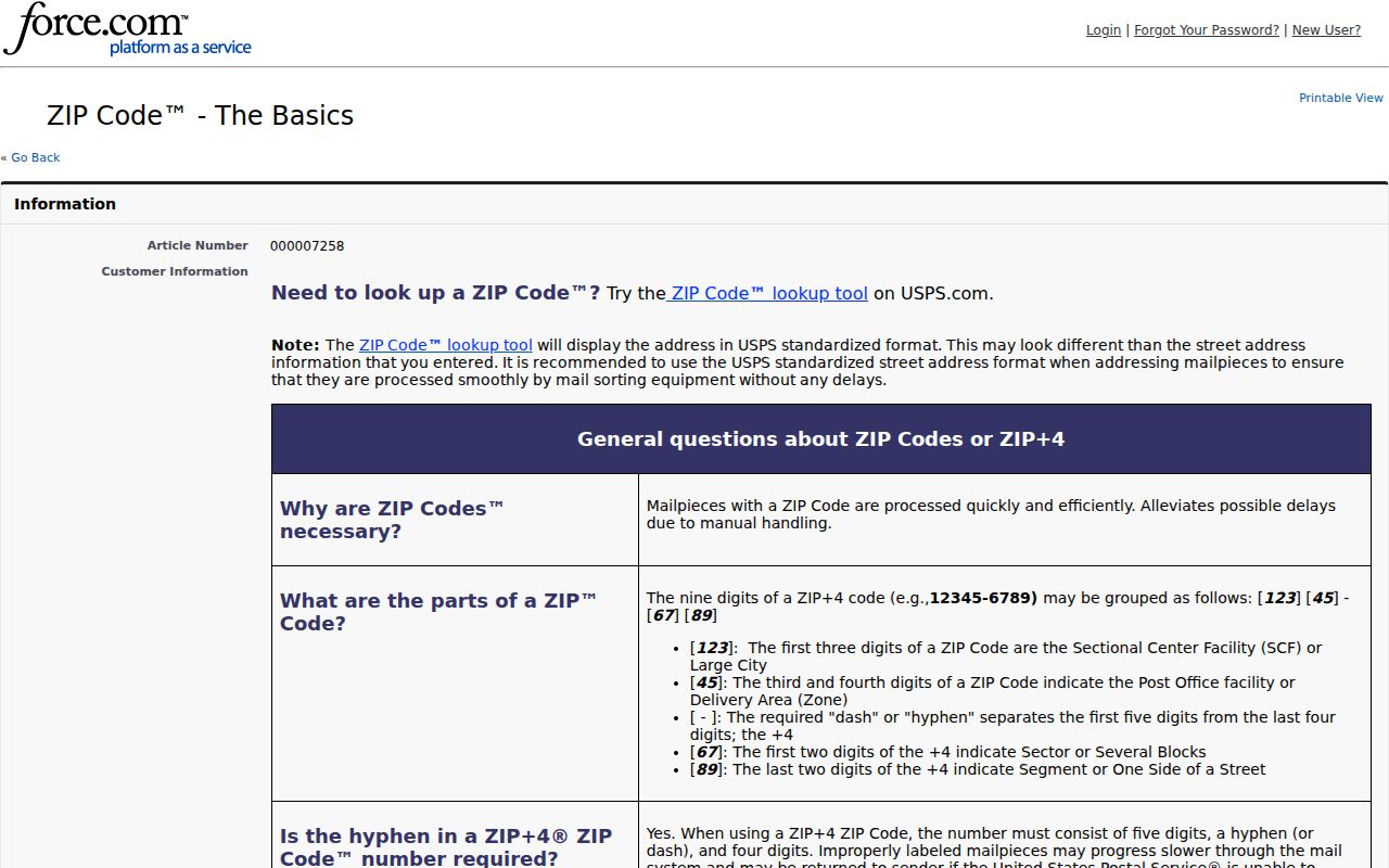 Deer Park ZIP code directory USPS ZIP basics reference